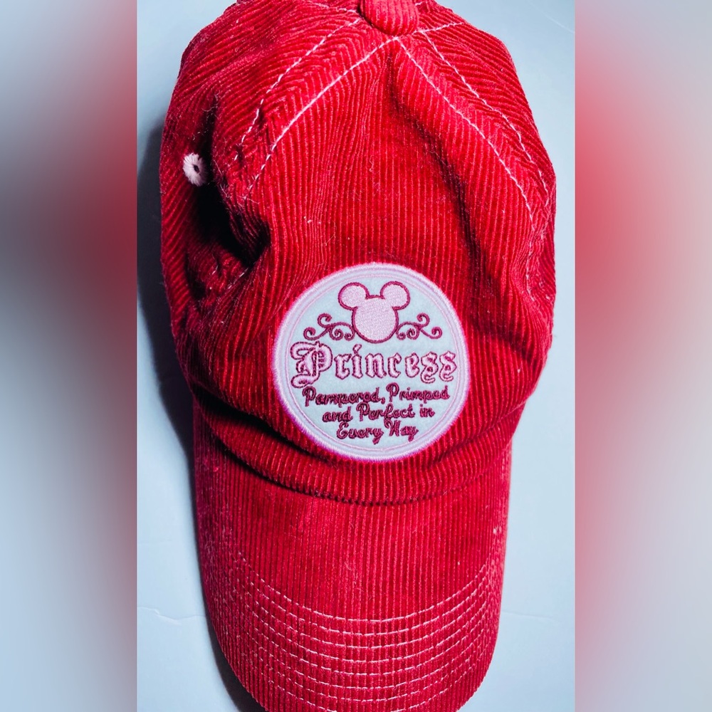 Walt Disney Princess Disneyland Resort Cherry Red &‎ Pink Corduroy Cap Hat